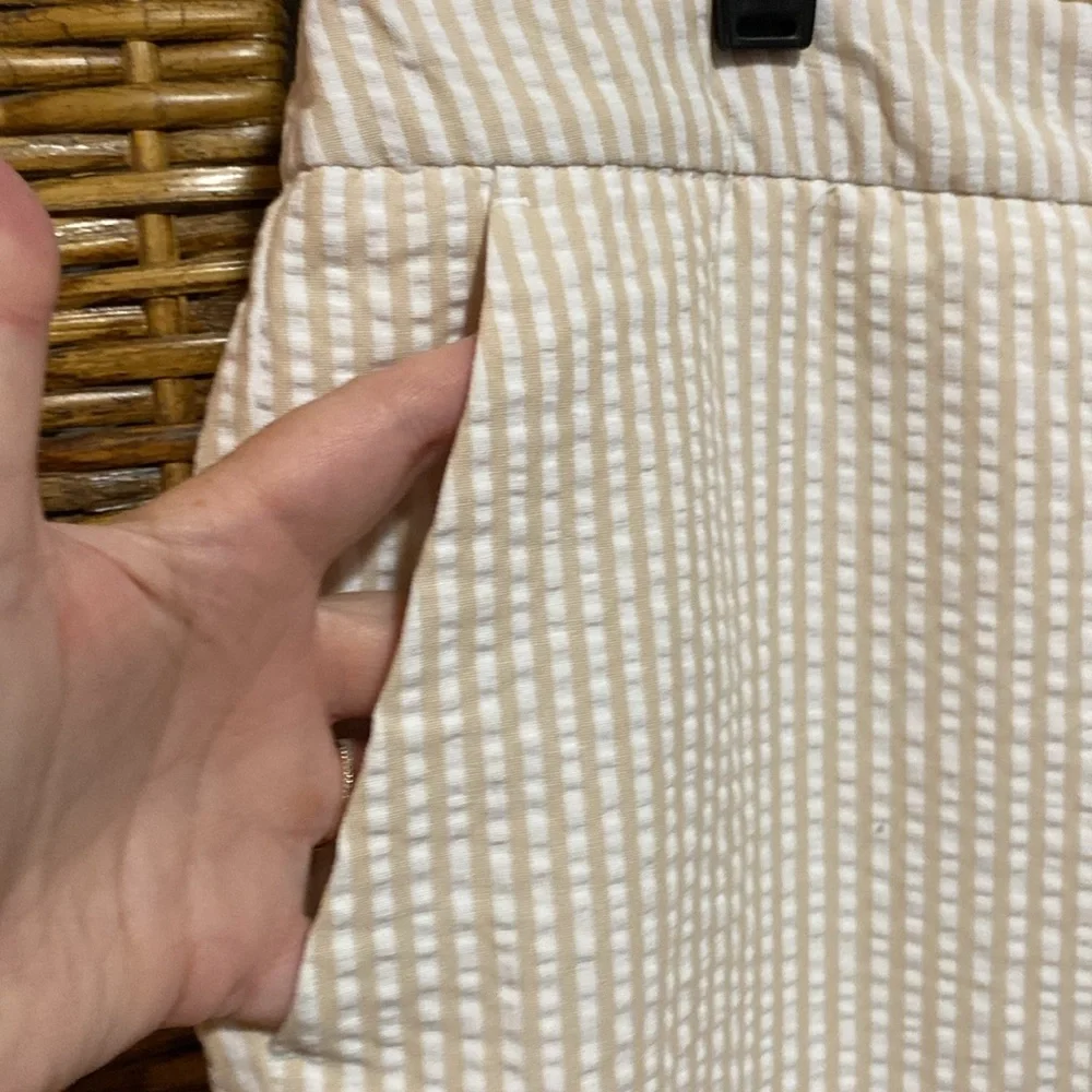 NWOT Joan Rivers White tan seersucker lined wide leg pants 1X - Picture 3 of 6